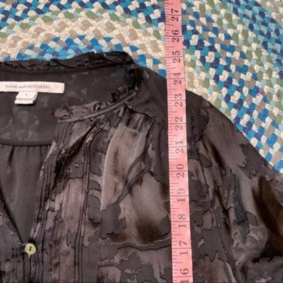 Diane Von Furstenberg Black Fairy Grunge Semi Sheer Shirt - Picture 11 of 11